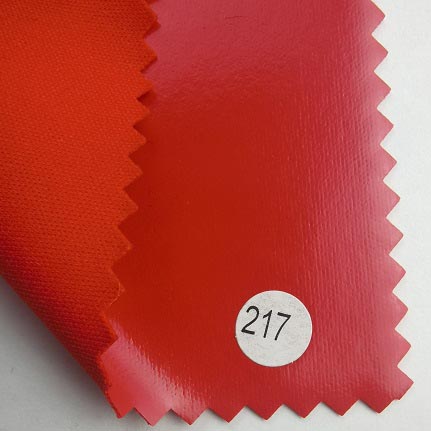 75d knitted recycled fabric with faux leather lamination in crimson deep red color